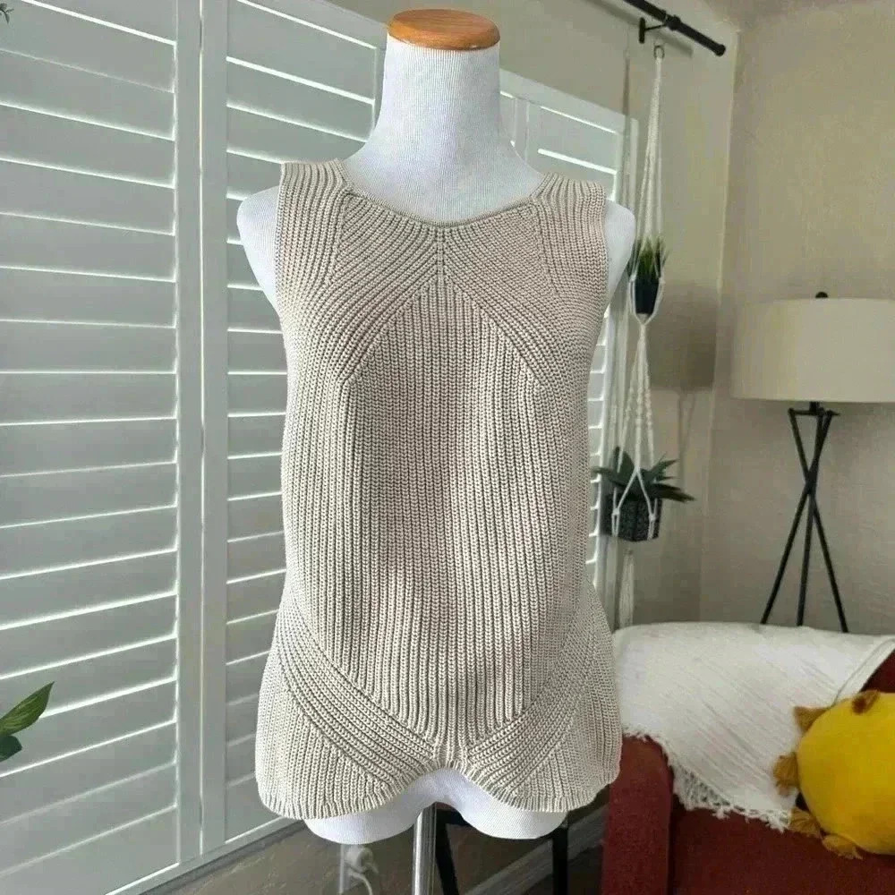 Express cream chunky sweater tank top
